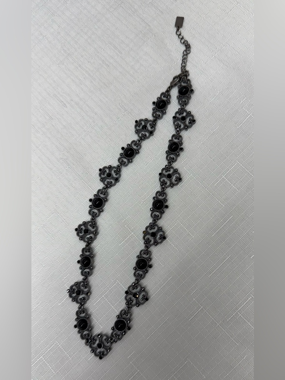 Black Filigree Statement Necklace - Vintage